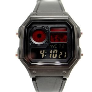 Casio Royale AE1200 Negative Mod Stealth Crimson Red Leather Strap Digital Watch